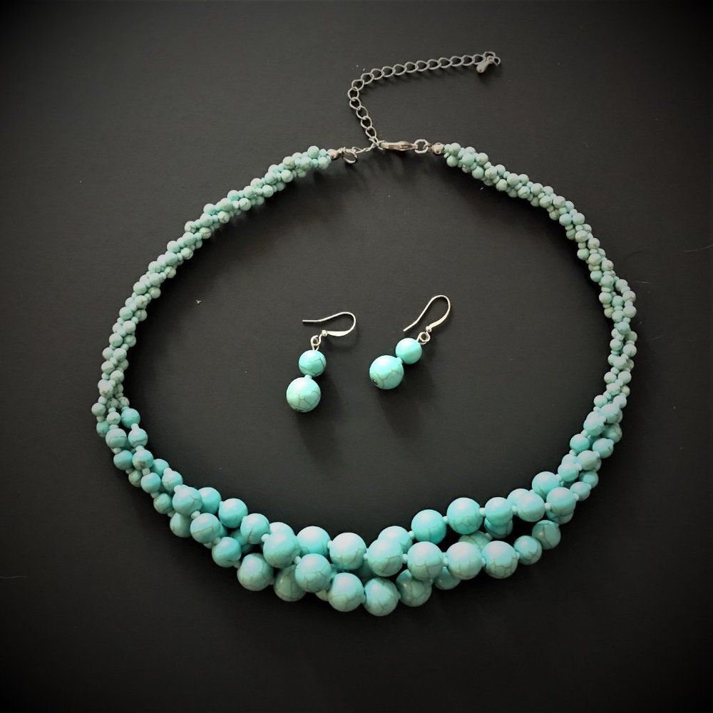 Simulated Turquoise necklace and earrings set​
